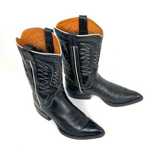 M.L. Leddy Classic Black Cowboy Boots - Womens Size 8.5B - Excellent Vintage
